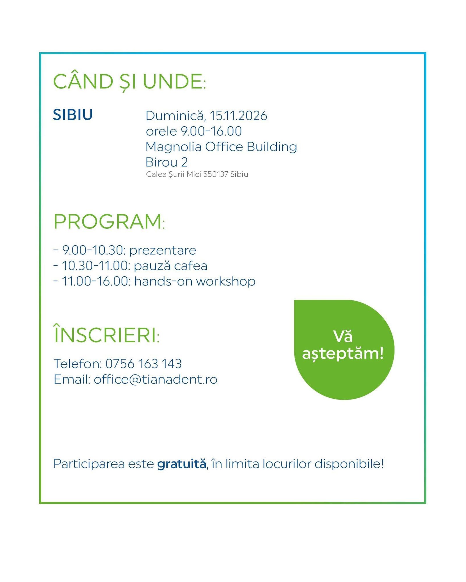 Programul și datele de înscriere la workshop